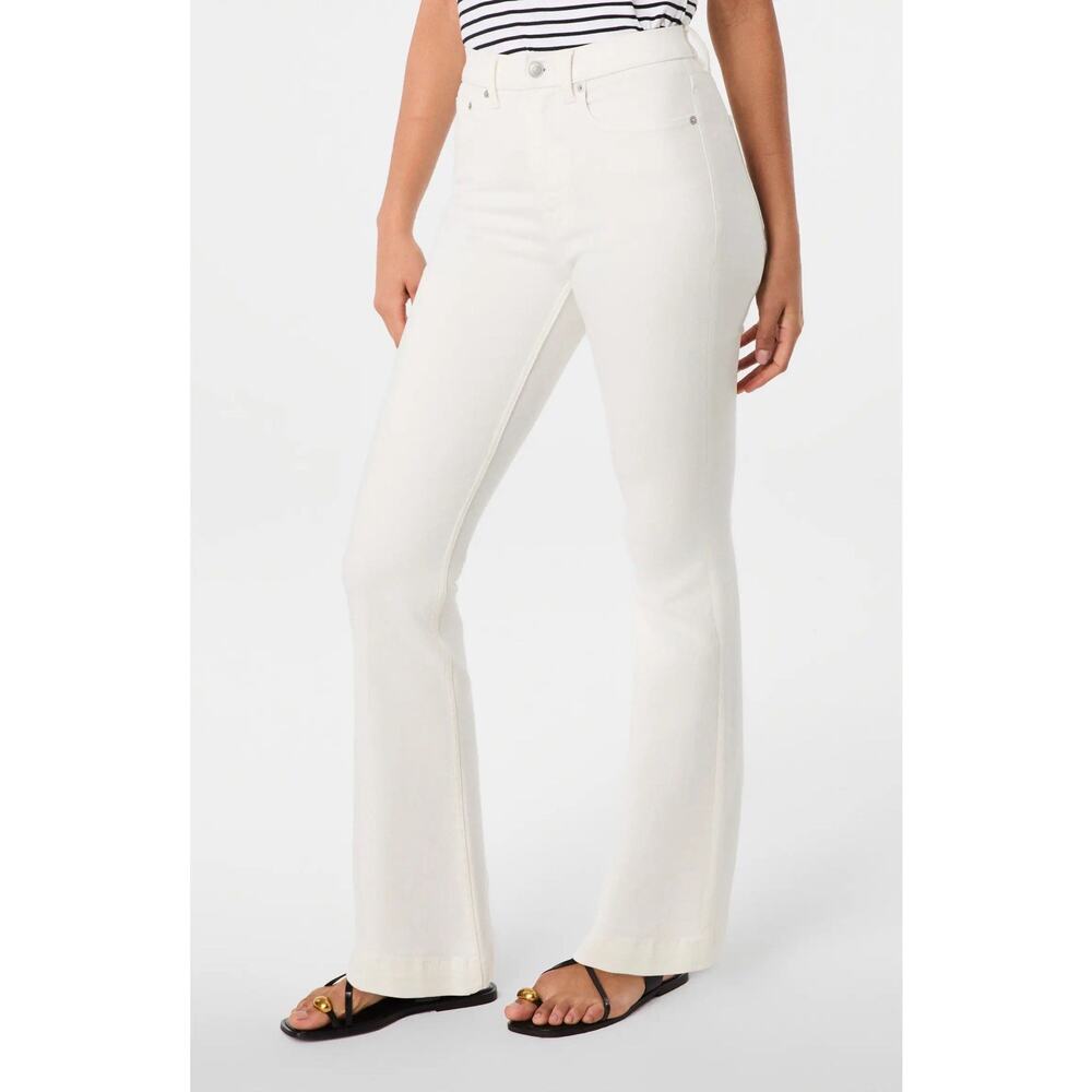 SPANX Sculpt ReDefine High Rise Flare Jeans Linen White 8 Shaping Tummy Control